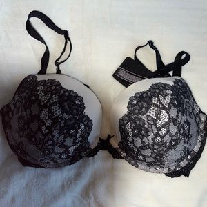 Black and White lace VS push up bra
